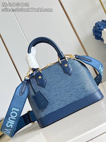 Louis Vuitton Alma BB Epi Leather Blue With Canvas Strap - 23.5 x 17.5 x 11.5 cm