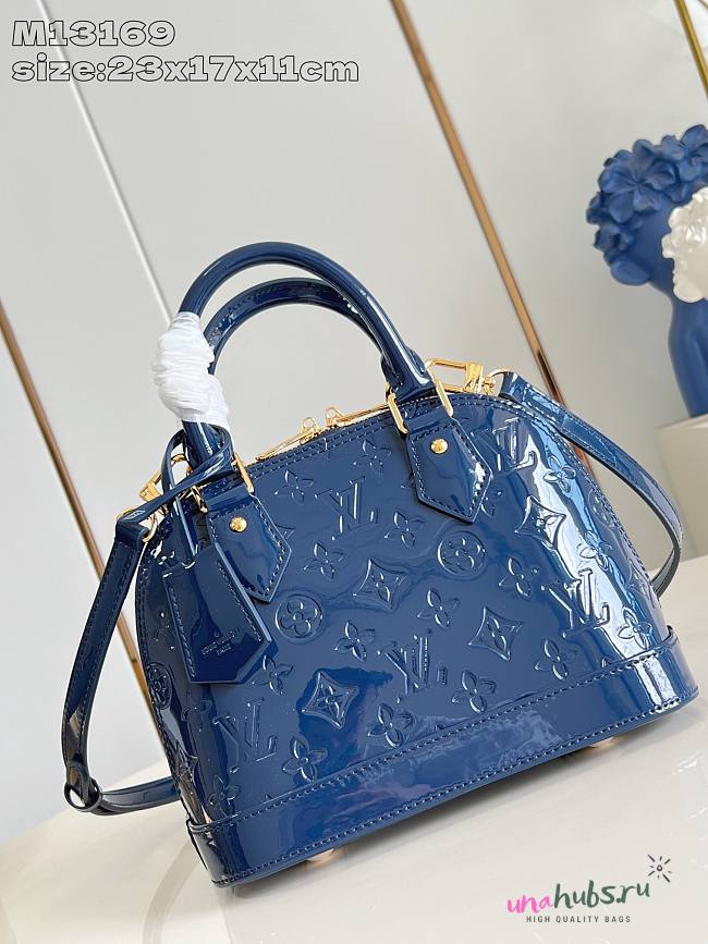 	 Louis Vuitton Alma BB Patent Leather Blue - 23.5 x 17.5 x 11.5 cm - 1