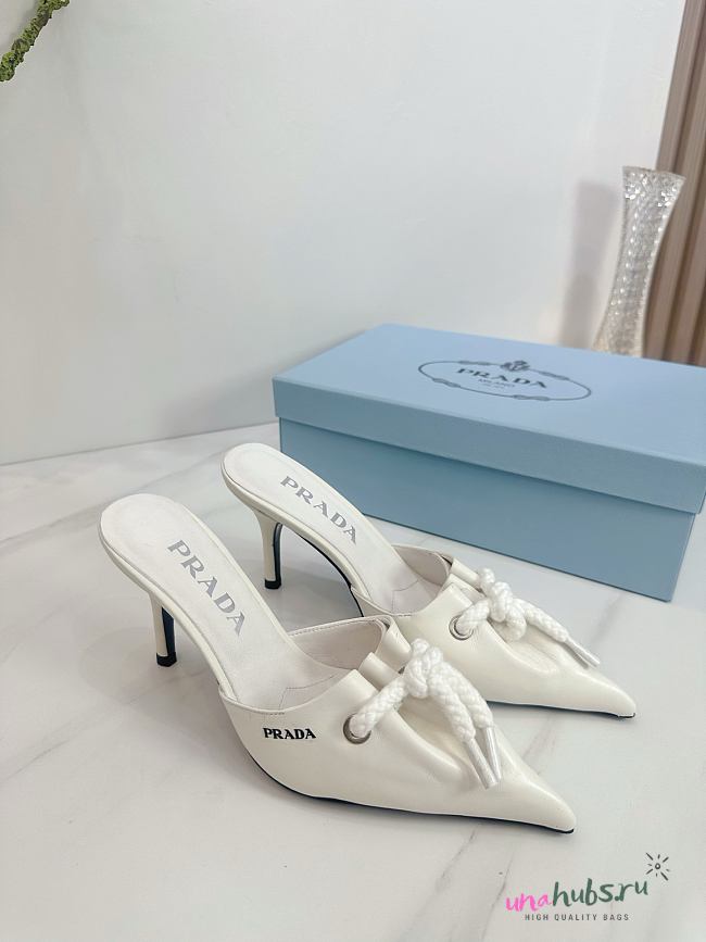 Prada White/Raw Nappa leather mules with cord detail  - 1