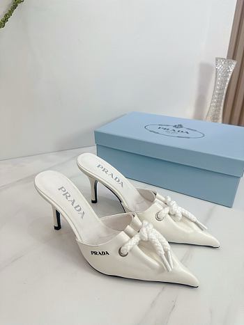 Prada White/Raw Nappa leather mules with cord detail 