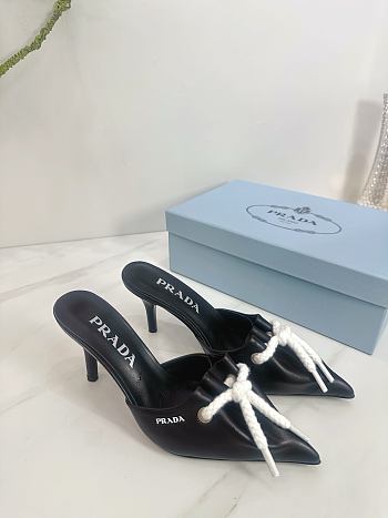 	 Prada Black/Raw Nappa leather mules with cord detail