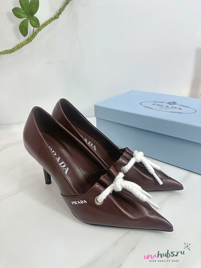 	 Prada Brown/Raw Nappa leather pumps with cord detail - 1