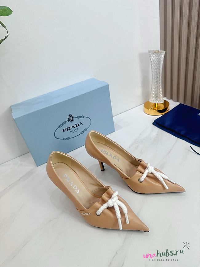 	 Prada Beige/Raw Nappa leather pumps with cord detail - 1