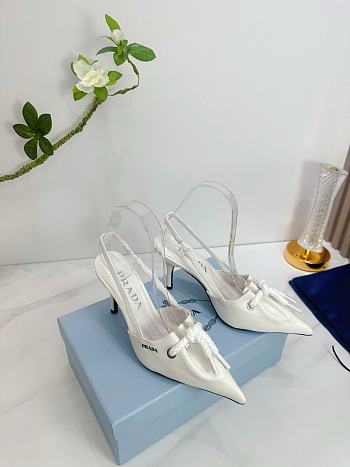 	 Prada White/Raw Nappa leather slingback with cord detail