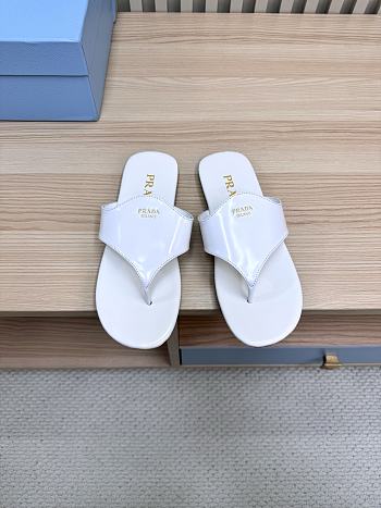 Prada White Brushed leather thong sandals |