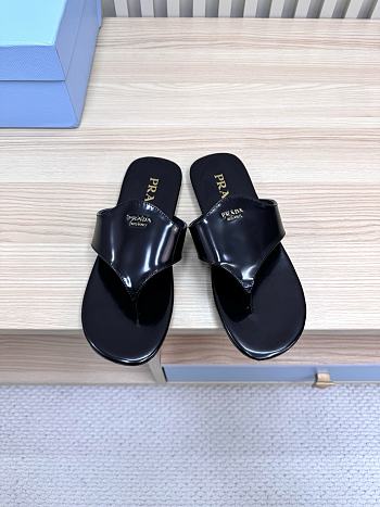 Prada Black Brushed leather thong sandals |