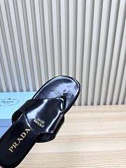 Prada Black Brushed leather thong sandals | - 4