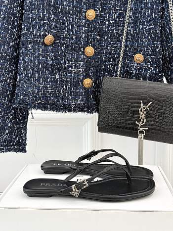 Prada Black Leather thong sandals