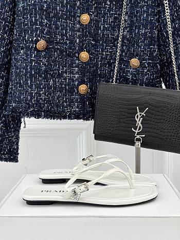 	 Prada White Leather thong sandals