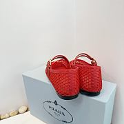 Prada Red Mesh Ballet Flat Shoes - 2