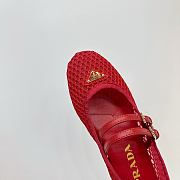 Prada Red Mesh Ballet Flat Shoes - 4