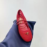 Prada Red Mesh Ballet Flat Shoes - 5