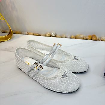 	 Prada White Mesh Ballet Flat Shoes