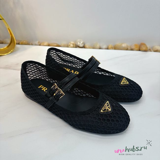 	 Prada Black Mesh Ballet Flat Shoes - 1