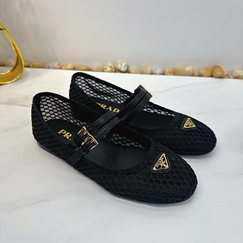 	 Prada Black Mesh Ballet Flat Shoes