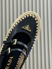 	 Prada Black Nappa leather and raffia ballerinas - 4