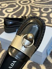 Prada Black Brushed leather loafers with metal details - 4