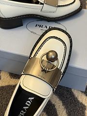 	 Prada White Brushed leather loafers with metal details - 6