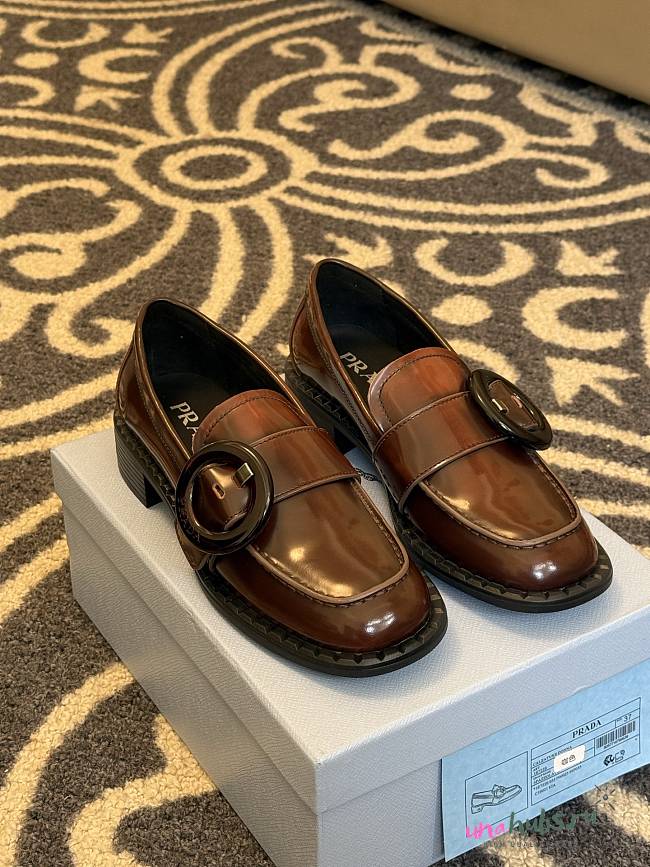 	 Prada Patent Leather Loafers Brown - 1