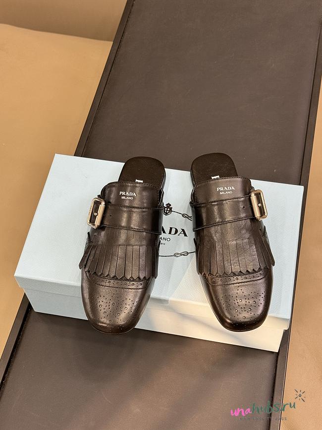 Prada Black Shuffle fringed leather mules  - 1