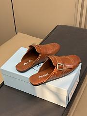 	 Prada Brown Shuffle fringed leather mules - 3