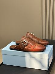	 Prada Brown Shuffle fringed leather mules - 2