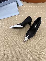 Prada Black Satin And Metallic Leather Pumps 8.5cm - 3