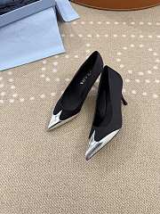 Prada Black Satin And Metallic Leather Pumps 8.5cm - 2