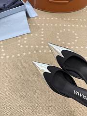 Prada Black Satin And Metallic Leather Mules 4.5cm - 4