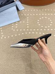 Prada Black Satin And Metallic Leather Mules 4.5cm - 3