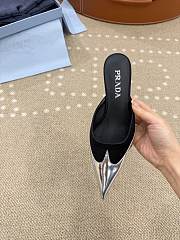 Prada Black Satin And Metallic Leather Mules 4.5cm - 2