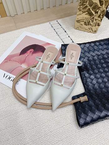 	 Valentino Garavani Rockstud Wispy Leather Mules In White