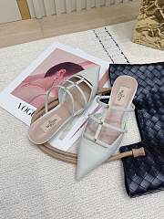	 Valentino Garavani Rockstud Wispy Leather Mules In White - 3