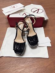Valentino Garavani 115mm VLogo Platform Sandals Black Patent - 4