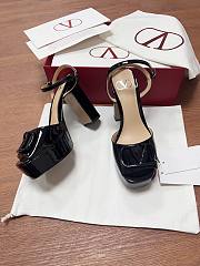 Valentino Garavani 115mm VLogo Platform Sandals Black Patent - 5