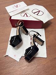 Valentino Garavani 115mm VLogo Platform Sandals Black Patent - 3