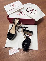 Valentino Garavani 115mm VLogo Platform Sandals Black Patent - 2