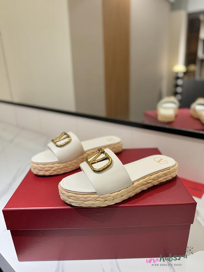 Valentino White Garavani VLogo Slide Espadrilles - 1