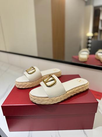Valentino White Garavani VLogo Slide Espadrilles