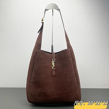YSL LE 5 À 7 supple small in suede brown - 30x31x13cm