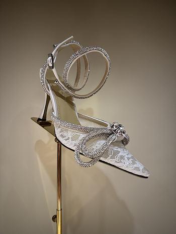 Mach & Mach Double Bow 65 embellished lace pumps white