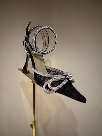 	 Mach & Mach Double Bow 65 embellished lace pumps black
