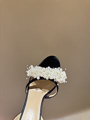 MACH & MACH Floating Pearl satin sandals 10CM black - 6