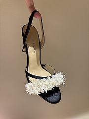 MACH & MACH Floating Pearl satin sandals 10CM black - 2