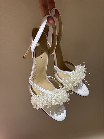 	 MACH & MACH Floating Pearl satin sandals 10CM white