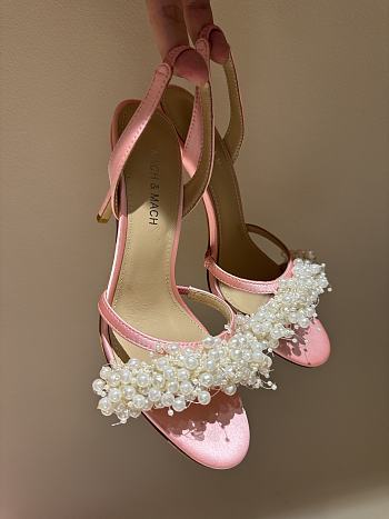 	 MACH & MACH Floating Pearl satin sandals 10CM pink