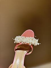 	 MACH & MACH Floating Pearl satin sandals 10CM pink - 6