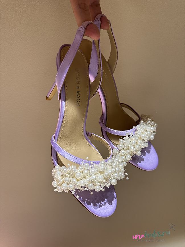 	 MACH & MACH Floating Pearl satin sandals 10CM purple - 1