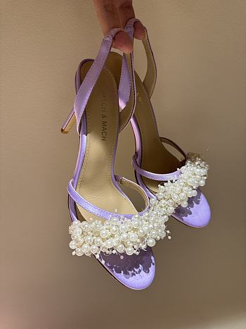	 MACH & MACH Floating Pearl satin sandals 10CM purple