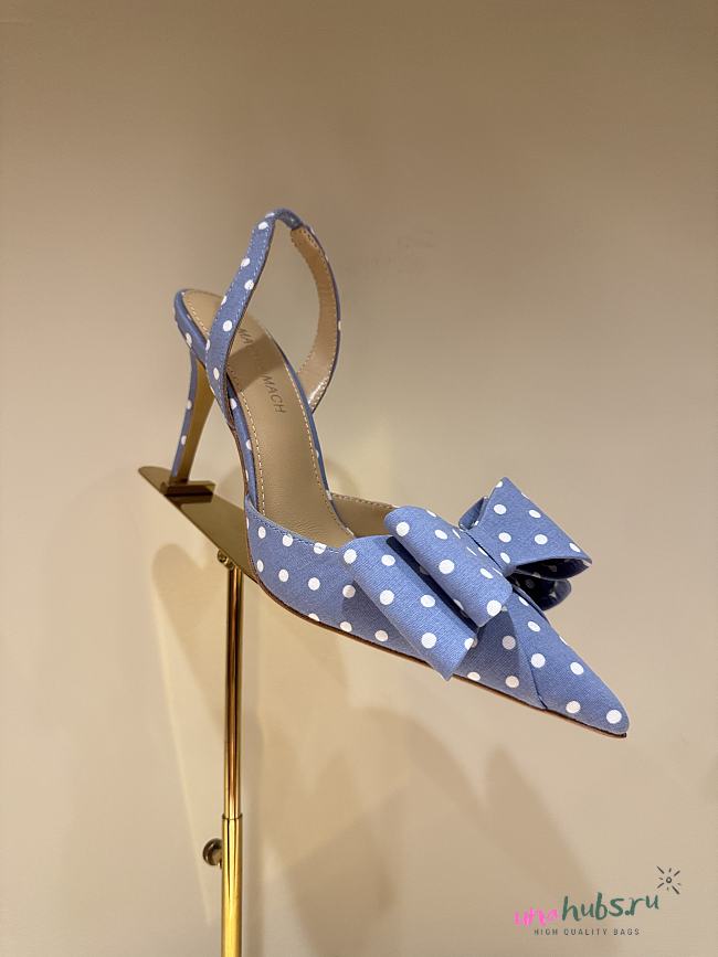 Mach&Mach Le Cadeau 100 Polka-dot Slingback Pumps in blue Satin - 1